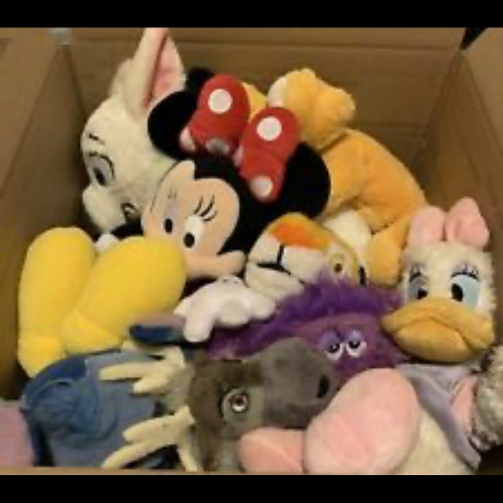 Box of used stuff animals